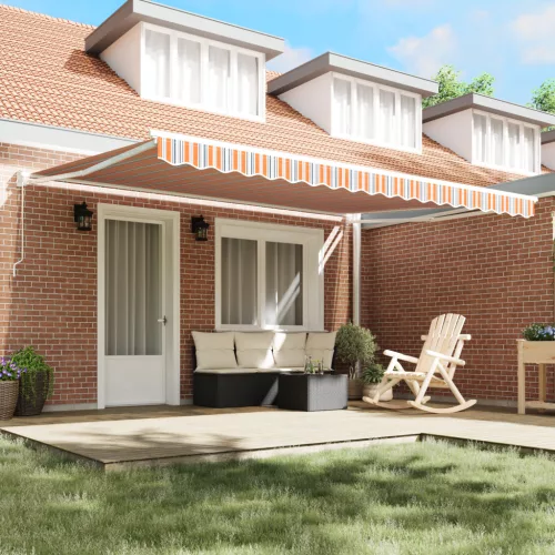  Kézi Behúzható Napernyő Multiszínű Csík 450x300 cm