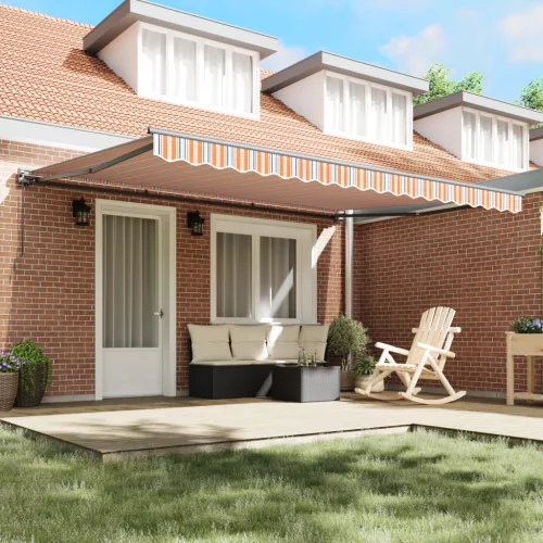  Behúzható napellenző Tengerkék 450x300 cm Pamut és Alumínium