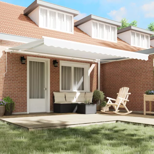  Manuális behúzható napellenző Fehér 450x300 cm