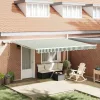  Behúzható napellenző Zöld és Fehér 450 × 300 cm Szövet és Acél