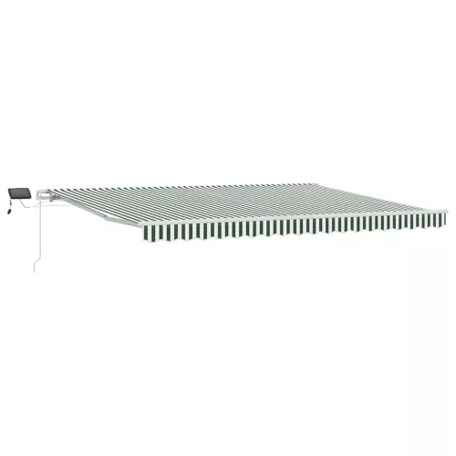  Behúzható napellenző Zöld és Fehér 450 × 300 cm Szövet és Acél