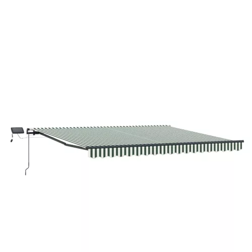  Behúzható napellenző Zöld és fehér 450 ×300 cm szövet