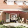  Kézi Behúzható Napellenző LED világítással, Narancs és Barna 450x350 cm