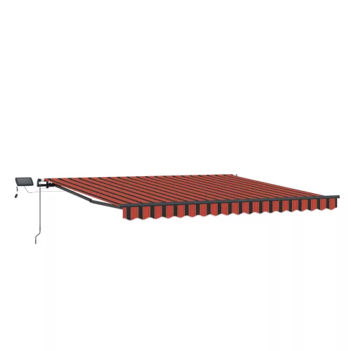  Kézi Behúzható Napellenző LED világítással, Narancs és Barna 450x350 cm