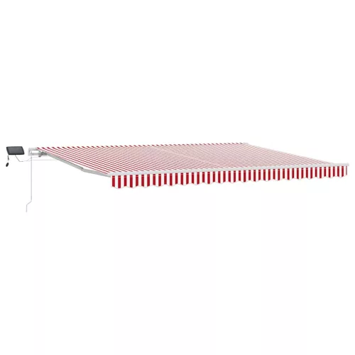  Behúzható napellenző Piros és Fehér 450 × 350 cm Szövet és Acél