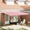  Elektromos Kihúzható Napernyő Piros és Fehér 450 × 350 cm