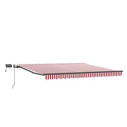  Behúzható napellenző Piros és fehér 450 ×350 cm szövet