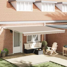   Behúzható napellenző Bézs 450 × 350 cm Poliészter és fém
