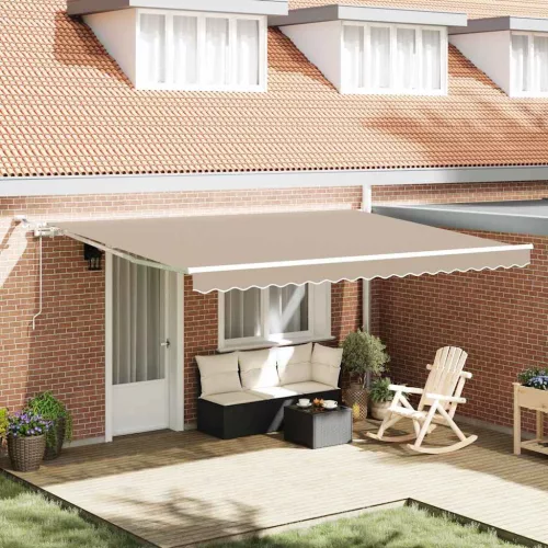  Behúzható napellenző Bézs 450 × 350 cm Poliészter és fém