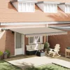  Behúzható napellenző LED -es lámpákkal Bézs 450 ×350 cm szövet