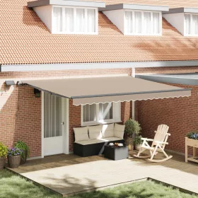    Behúzható napellenző LED -es lámpákkal Bézs 450 ×350 cm szövet