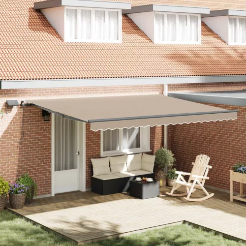  Behúzható napellenző LED -es lámpákkal Bézs 450 ×350 cm szövet