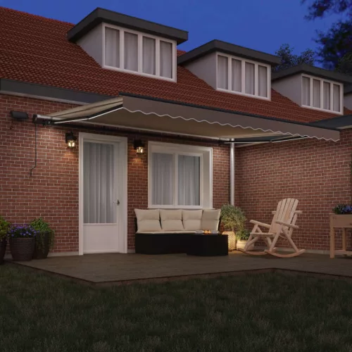  Behúzható napellenző LED -es lámpákkal Bézs 450 ×350 cm szövet