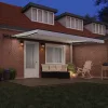  Behúzható napellenző LED -es lámpákkal Fehér 450 ×350 cm szövet