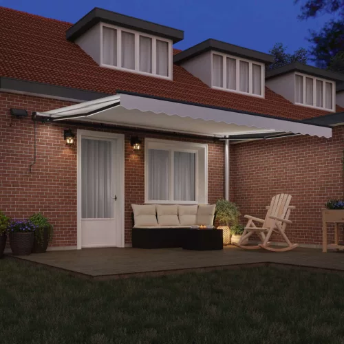  Behúzható napellenző LED -es lámpákkal Fehér 450 ×350 cm szövet