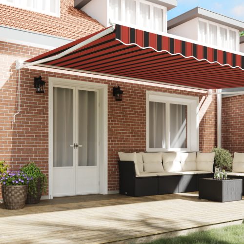  Kézi Behúzható Napellenző Narancssárga és Barna 500x300 cm