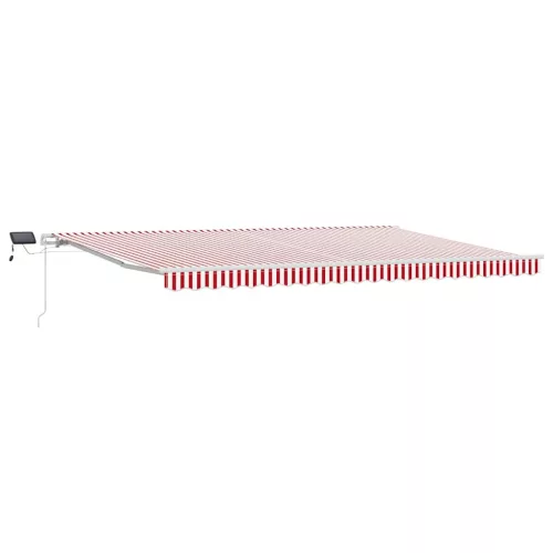  Behúzható napellenző Piros és Fehér 500 × 300 cm Szövet és Acél