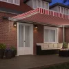  Behúzható napellenző Piros és Fehér 500 × 300 cm Szövet és Acél