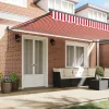  Napernyő Piros és Fehér 500 × 300 cm Poliészter és fém