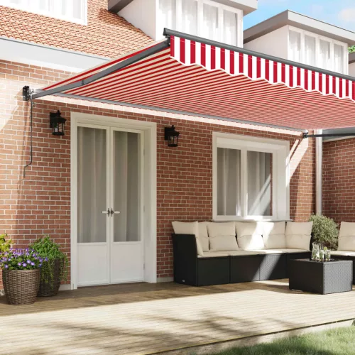  Napernyő Piros és Fehér 500 x 300 x 165 cm Poliészter és fém