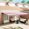  Behúzható napellenző Piros és Fehér 500 × 300 cm Szövet és Fém