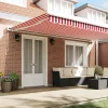  Behúzható napellenző Piros és Fehér 500 × 300 cm Szövet és Fém