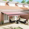  Behúzható napellenző Piros és Fehér 500 × 300 cm Szövet és Fém