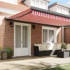  Behúzható napellenző Piros és Fehér 500 × 300 cm Szövet és Fém