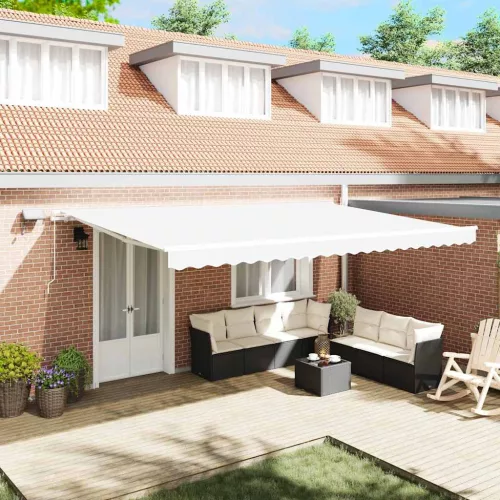  Behúzható napellenző Fehér 500 × 300 cm Szövet és Acél