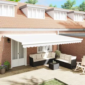    Behúzható napellenző Fehér 500 × 300 cm Szövet és Fém