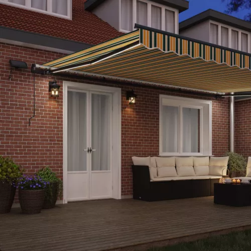  Behúzható napellenző Zöld és sárga 500 ×300 cm szövet