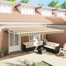    Behúzható napellenző Sokszínű 500 × 300 cm Pamut és Alumínium
