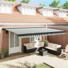  Behúzható napellenző Zöld és Fehér 500 × 300 cm Szövet és Fém