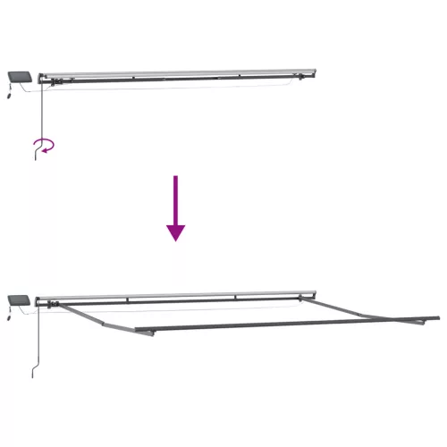  Kézi behúzható napellenző LED világítással, sárga és narancs 500x350 cm