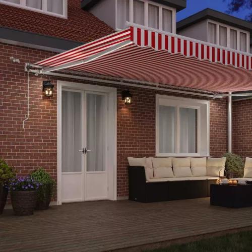 Behúzható napellenző Piros és Fehér 500 × 350 cm