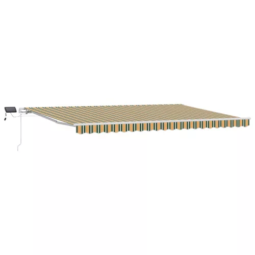  Behúzható napellenző Zöld és sárga 500 × 350 cm Szövet és Acél
