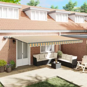    Behúzható napellenző Zöld és sárga 500 ×350 cm szövet