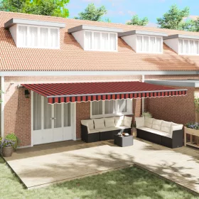    Automatikus Behúzható Napellenző LED-del Narancs és Barna 600x300 cm