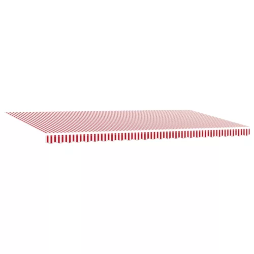 Kézi behúzható napellenző LED világítással, piros és fehér csíkos, 600x300 cm