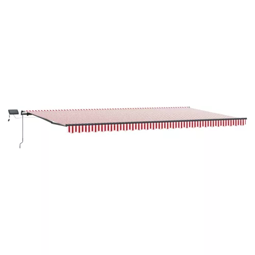  Behúzható napellenző Piros és fehér 600 ×300 cm szövet