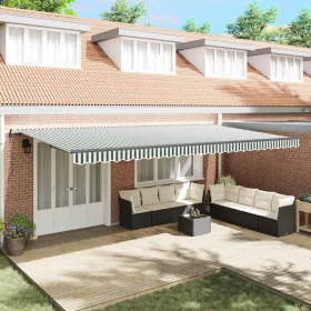  Behúzható napellenző Zöld és Fehér 600 × 300 cm