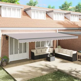  Behúzható napellenző Világosszürke 600 × 350 cm