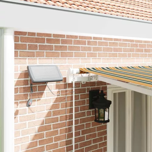  Behúzható napellenző Zöld és sárga 600 × 350 cm Szövet és Acél