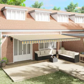    Behúzható napellenző Zöld és sárga 600 ×350 cm szövet