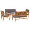  5 részes kerti kanapé szett párnákkal, tömör akácfából