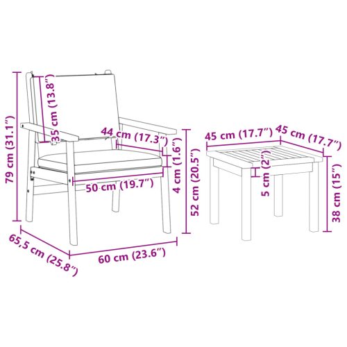  6 részes kert étkező szett párnákkal tömör akácból