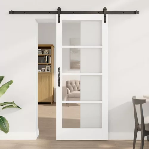  Csúszó ajtó ORKDAL Fehér 83 x 202 cm Tömör fenyőfa és üveg