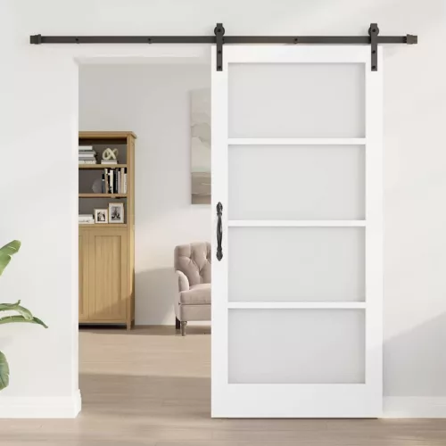  Csúszó ajtó ORKDAL Fehér 93 x 202 cm Tömör fenyőfa és üveg