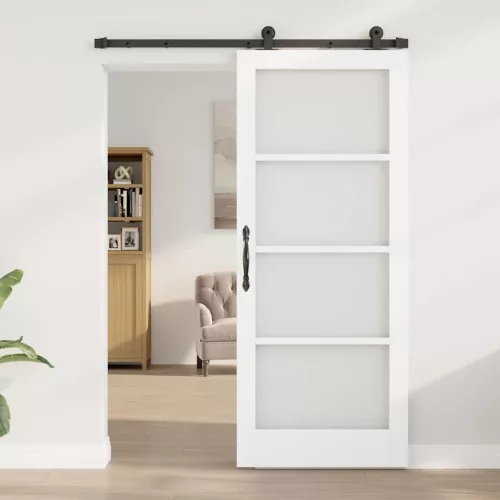  Csúszó ajtó ORKDAL Fehér 83 x 202 cm Tömör fenyőfa és üveg