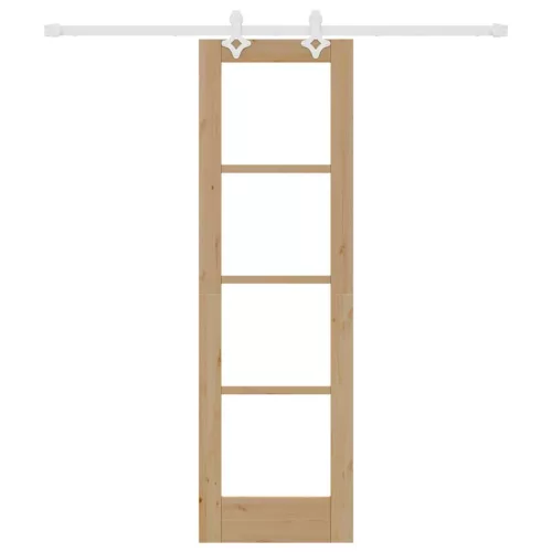  Csúszó ajtó Természetes 61 x 198,5 cm Tömör fenyőfa és üveg